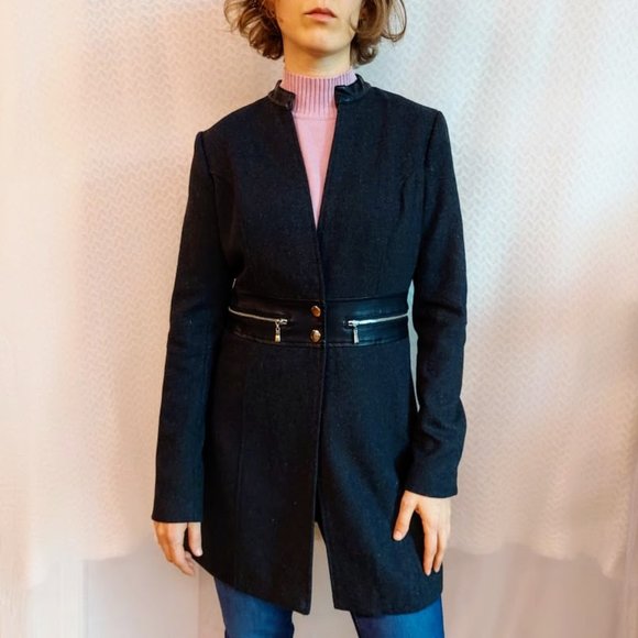 Dark Gray Wool-Blend Coat - Picture 4 of 14